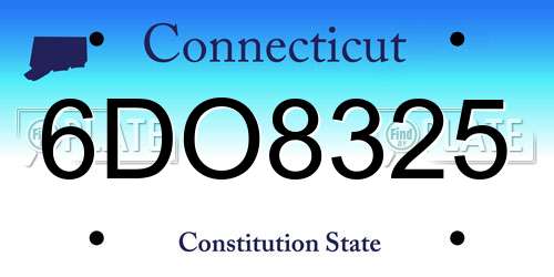 6DO8325 Connecticut License Plate