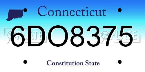 6DO8375 Connecticut License Plate