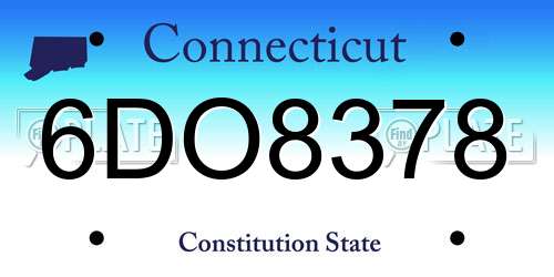 6DO8378 Connecticut License Plate