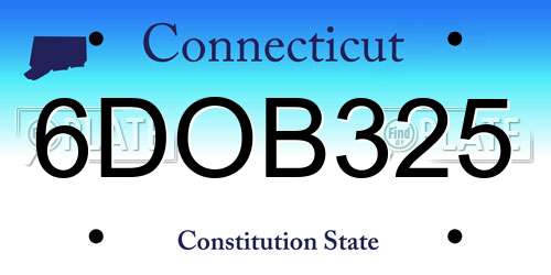 6DOB325 Connecticut License Plate