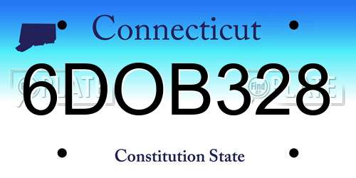 6DOB328 Connecticut License Plate