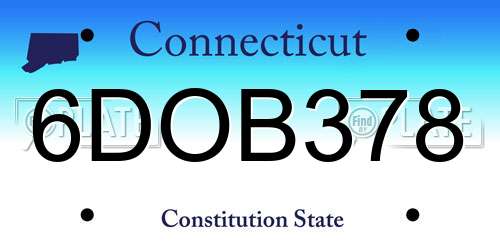 6DOB378 Connecticut License Plate