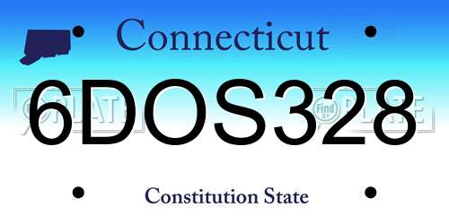 6DOS328 Connecticut License Plate