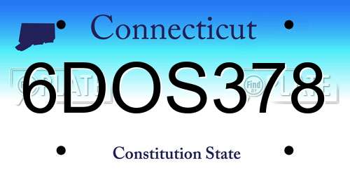 6DOS378 Connecticut License Plate