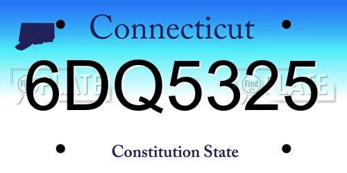 6DQ5325 Connecticut License Plate