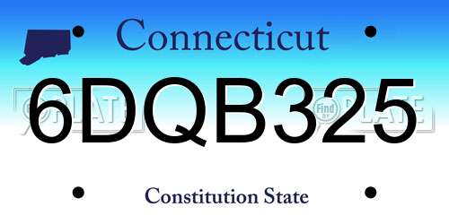 6DQB325 Connecticut License Plate