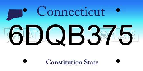6DQB375 Connecticut License Plate