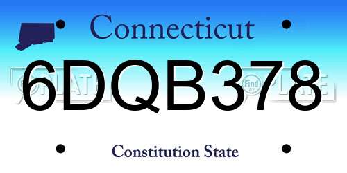 6DQB378 Connecticut License Plate