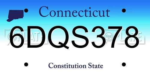 6DQS378 Connecticut License Plate