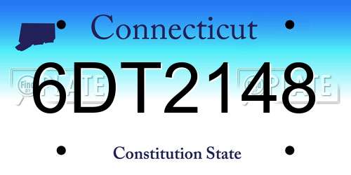 6DT2148 Connecticut License Plate