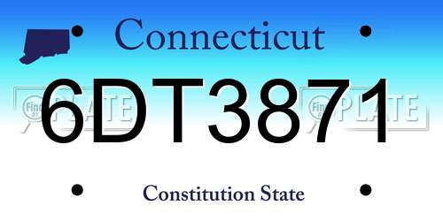 6DT3871 Connecticut License Plate