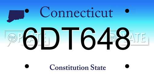 6DT648 Connecticut License Plate