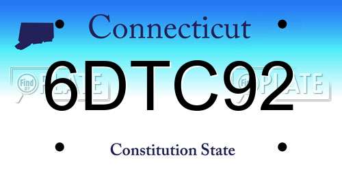 6DTC92 Connecticut License Plate