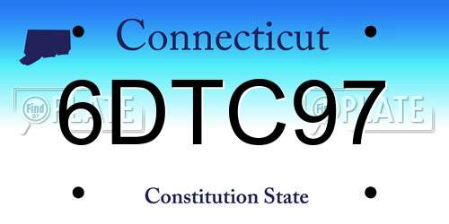 6DTC97 Connecticut License Plate