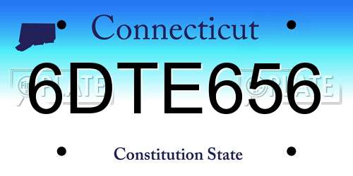 6DTE656 Connecticut License Plate