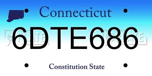 6DTE686 Connecticut License Plate