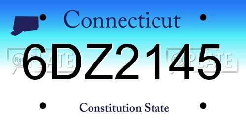 6DZ2145 Connecticut License Plate