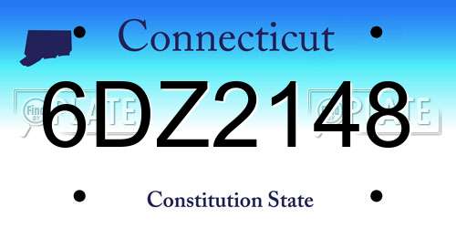6DZ2148 Connecticut License Plate
