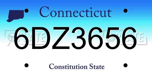 6DZ3656 Connecticut License Plate