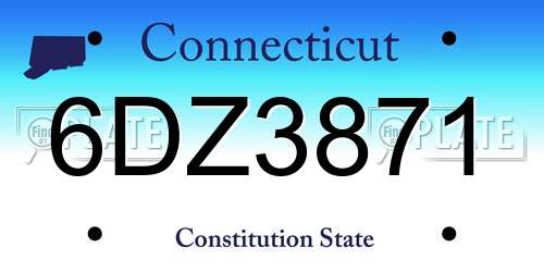 6DZ3871 Connecticut License Plate