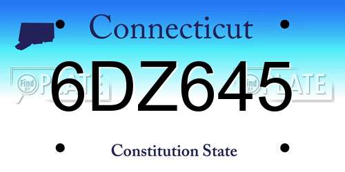 6DZ645 Connecticut License Plate