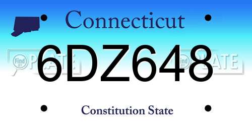 6DZ648 Connecticut License Plate