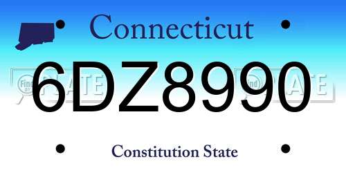 6DZ8990 Connecticut License Plate