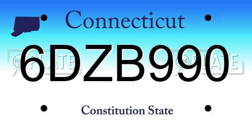 6DZB990 Connecticut License Plate