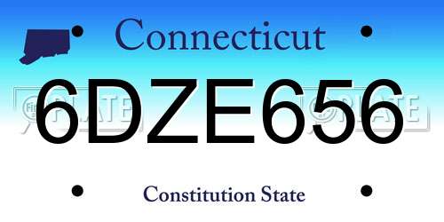 6DZE656 Connecticut License Plate