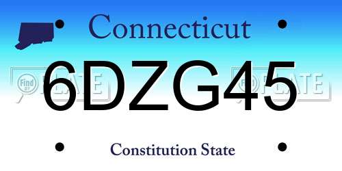 6DZG45 Connecticut License Plate