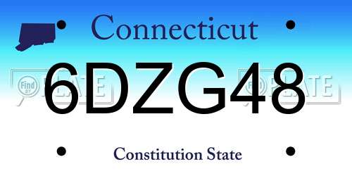 6DZG48 Connecticut License Plate