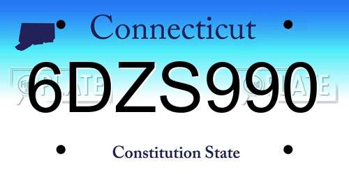 6DZS990 Connecticut License Plate