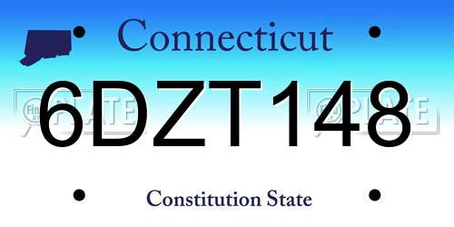 6DZT148 Connecticut License Plate