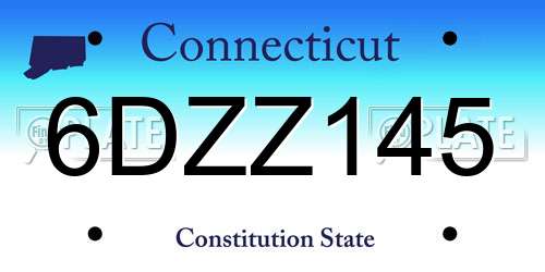 6DZZ145 Connecticut License Plate
