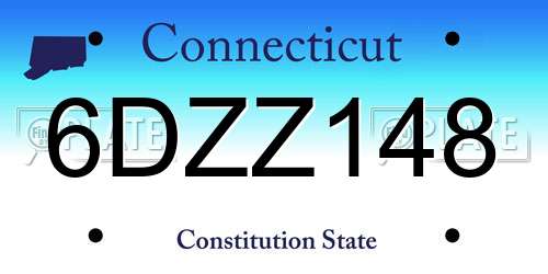 6DZZ148 Connecticut License Plate