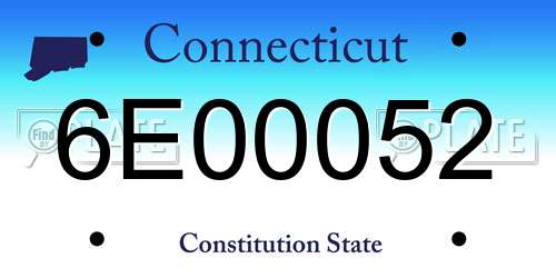 6E00052 Connecticut License Plate