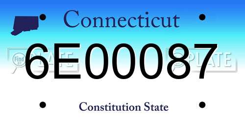 6E00087 Connecticut License Plate