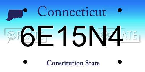 6E15N4 Connecticut License Plate