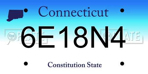6E18N4 Connecticut License Plate