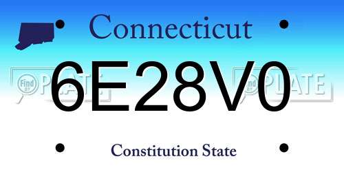 6E28V0 Connecticut License Plate