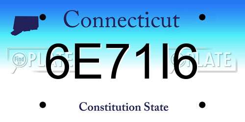 6E71I6 Connecticut License Plate