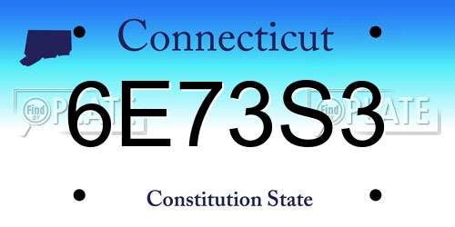 6E73S3 Connecticut License Plate