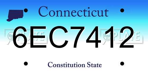 6EC7412 Connecticut License Plate