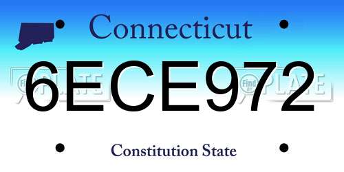 6ECE972 Connecticut License Plate