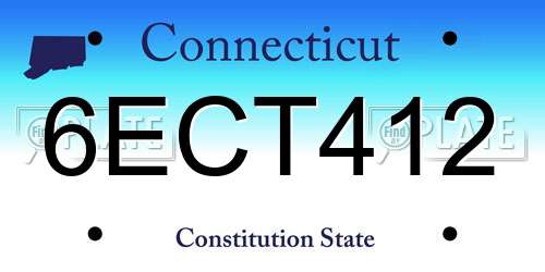 6ECT412 Connecticut License Plate
