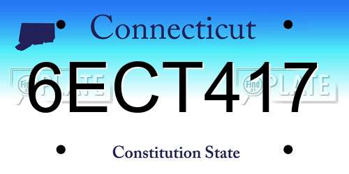 6ECT417 Connecticut License Plate