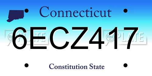 6ECZ417 Connecticut License Plate