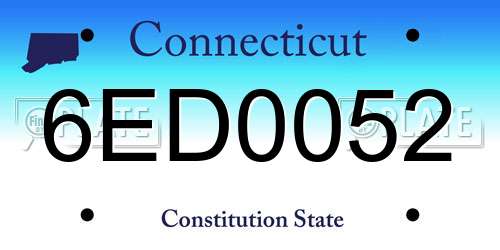 6ED0052 Connecticut License Plate