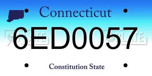 6ED0057 Connecticut License Plate