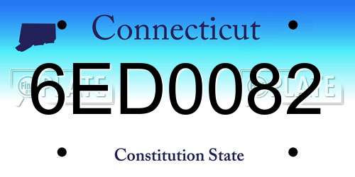 6ED0082 Connecticut License Plate